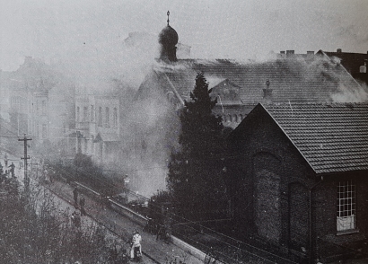 Brennende Synagoge in Brühl, 10.11.1938